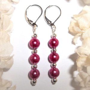 Earrings, Pearl Earrings, Pink Pearl Earrings, Pink Earrings, Earring, NWT 7240